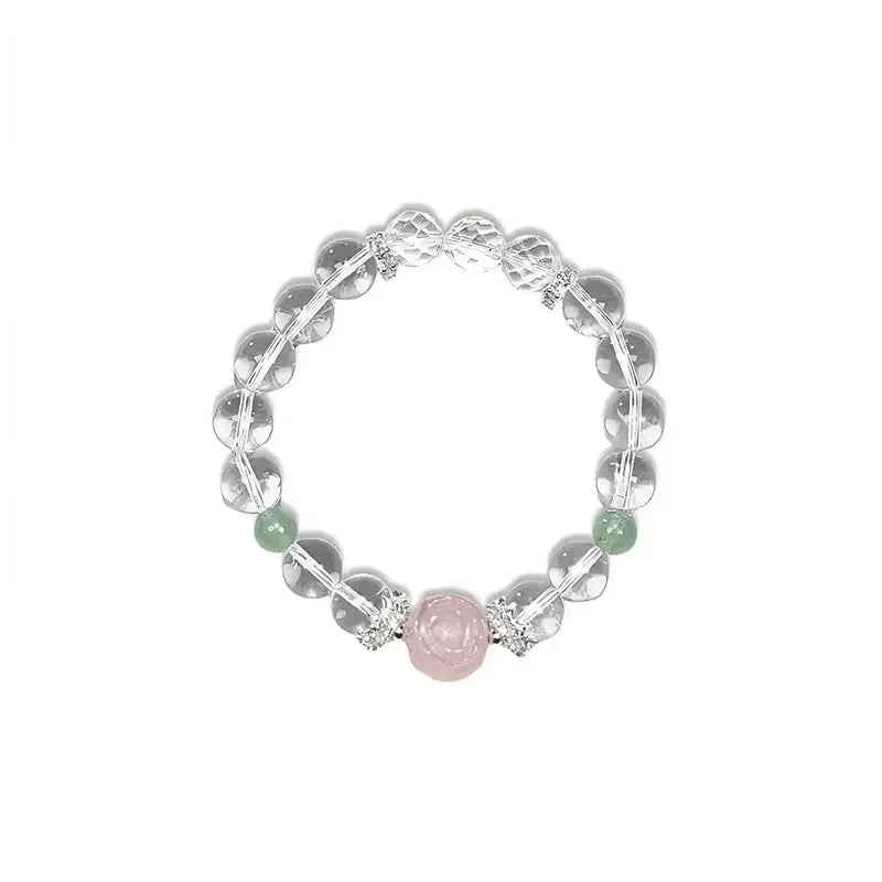 10mm Clear Quartz & Rose Quartz Harmony Bracelet for Love | Azenira
