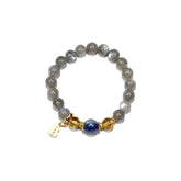 10mm Moonstone & Kyanite Harmony Bracelet with Gourd Charm