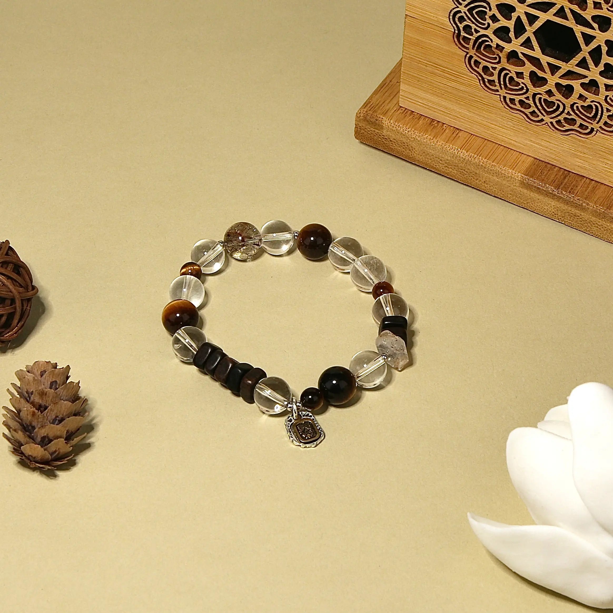 10mm Natural White Crystal Bracelet for Clarity & Balance, Designed for Healing and Protection