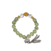 10mm Prehnite Bracelet with Citrine & Lotus Tassel