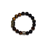 12mm Golden Obsidian Bracelet with Pixiu & Tibetan Prayer Wheel Bead