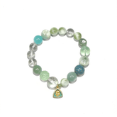 12mm Green Crystal Harmony Bracelet with Green Tara Pendant, Designed for Healing and Healh