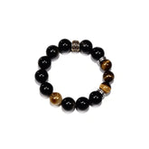 14mm Silver Obsidian Bracelet with Tibetan Prayer Wheel Bead