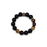 14mm Silver Obsidian Bracelet with Tibetan Prayer Wheel Bead