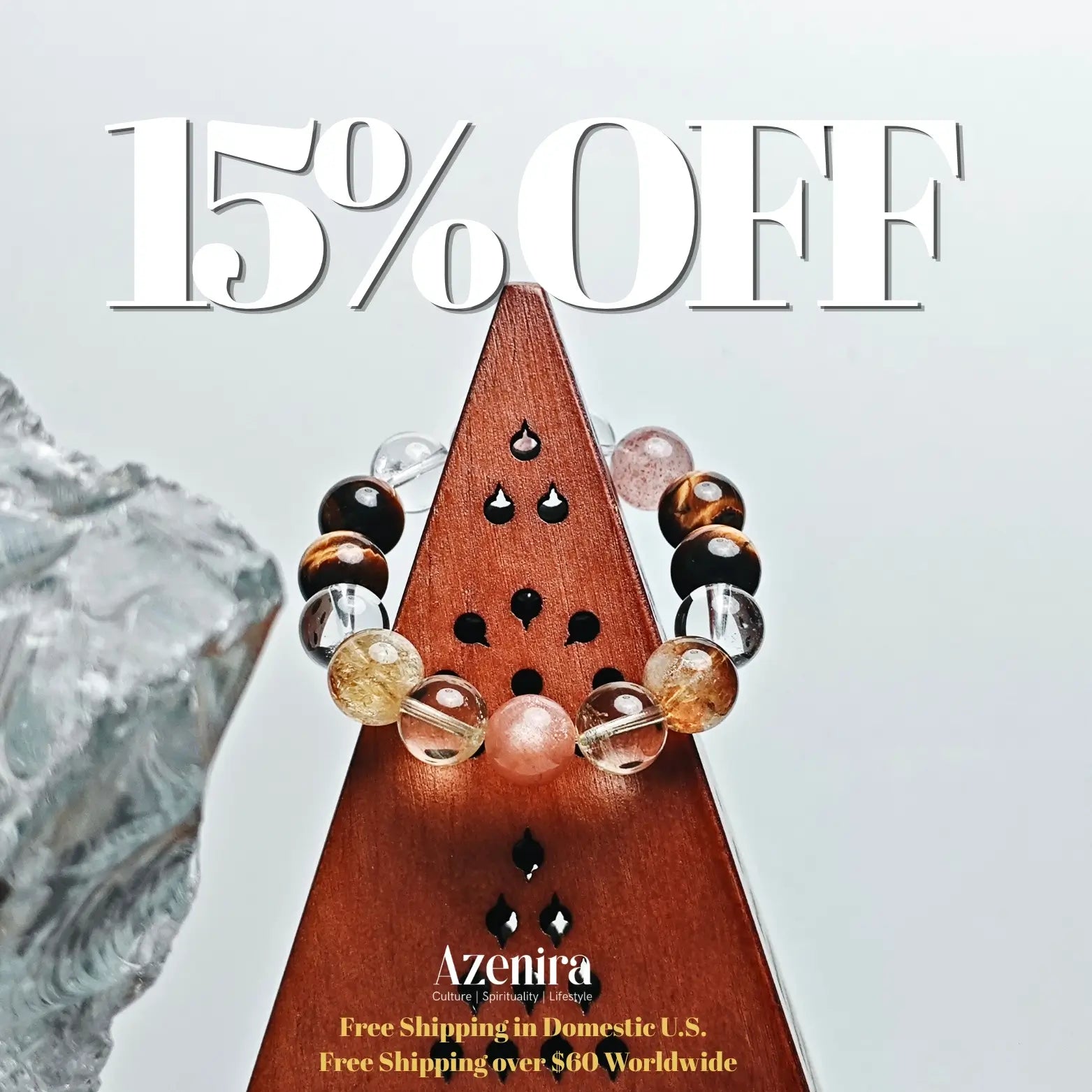 15% OFF of Azenira crystal bracelet,this discount applies to all crystal bracelets. Fine gifts!