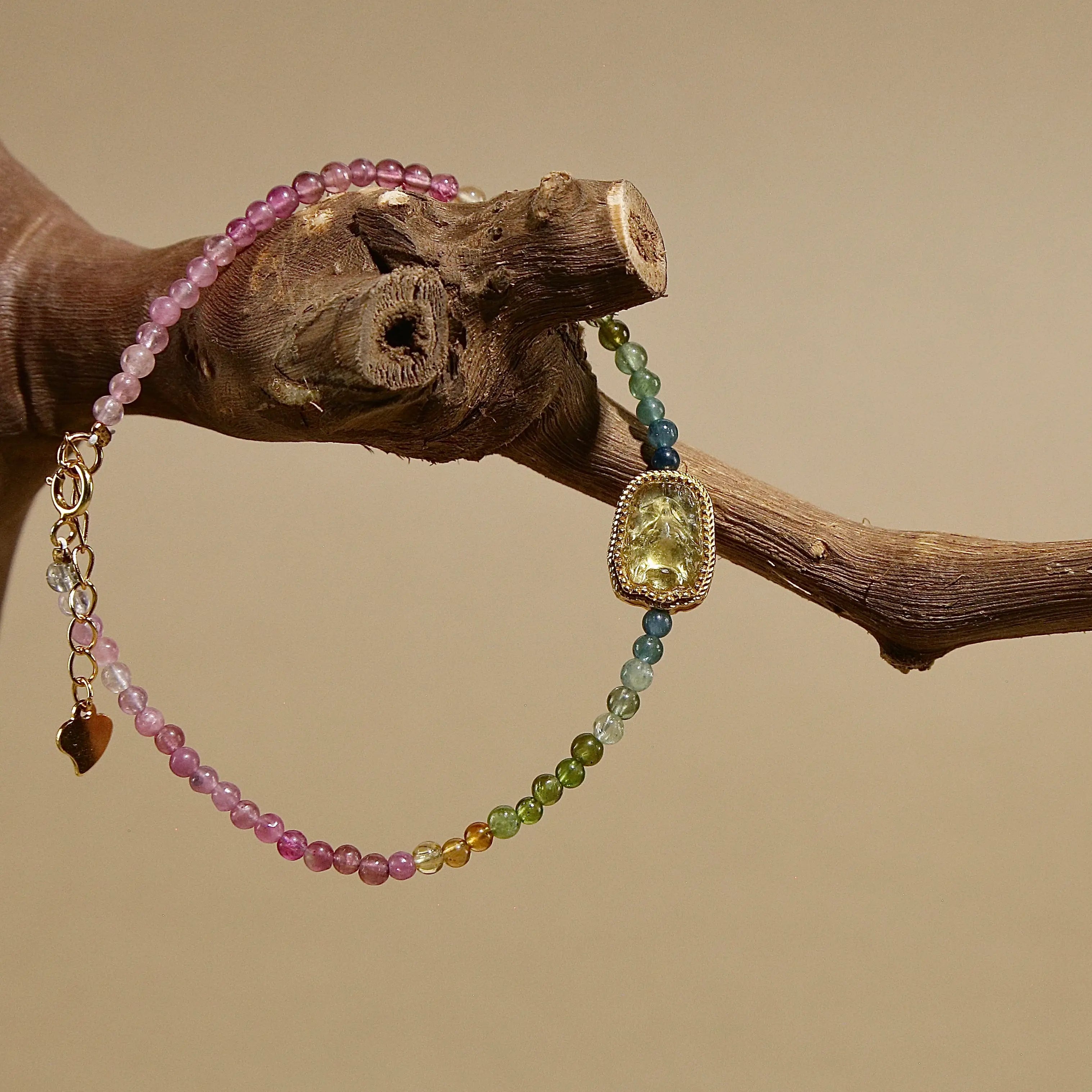 2.8mm Natural Brazilian Tourmaline Bracelet with Nine-Tailed Fox Pendant, Designed for Love and Health