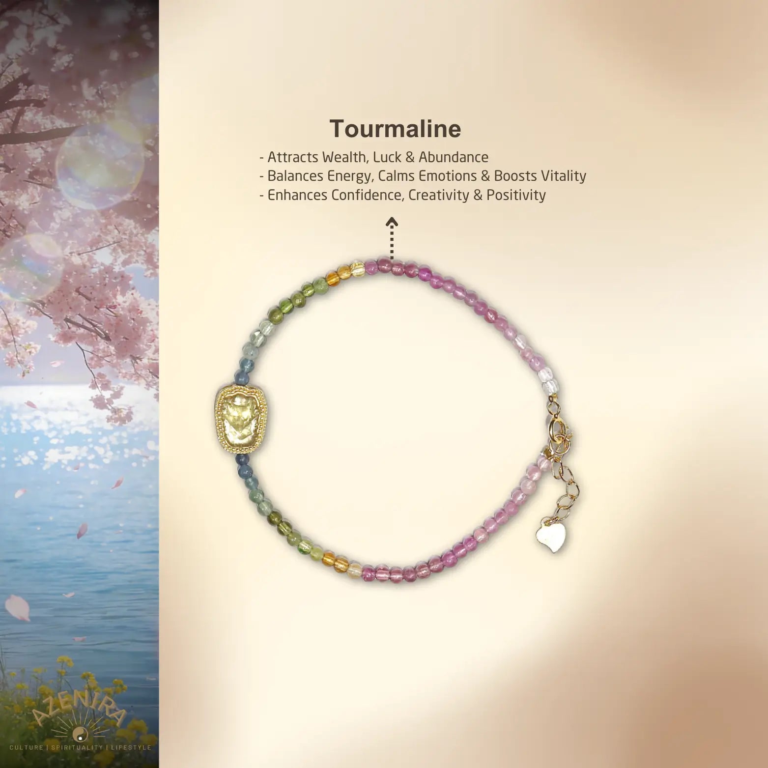 All Crystal Intentions of 2.8mm Natural Brazilian Tourmaline Bracelet with Nine-Tailed Fox Pendant