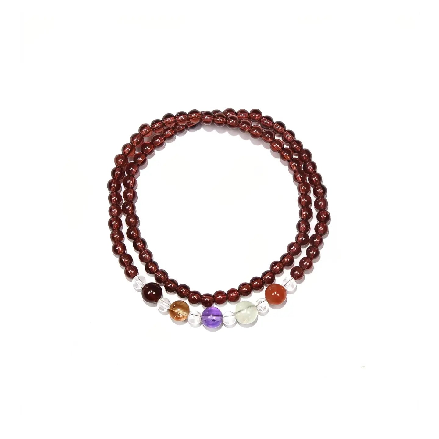 4mm Garnet Double Wrap Bracelet with Multicolor Gemstones