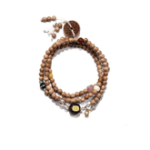 6mm Natural Blood Cypress Beads Bracelet with Sacred Scriptures & Auspicious Charms