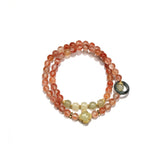 6mm Red Agate Double Wrap Bracelet with Jade & Jadeite Ring