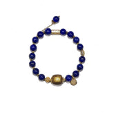 7.5mm Lapis Lazuli Bracelet with Six-Word Mantra Agarwood Bead