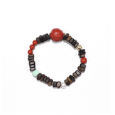 7mm Agarwood Bracelet with Cinnabar Fox & Lotus Agate