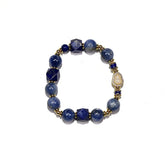 7mm Lapis Lazuli Bracelet with White Agate Inlay