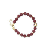 8.5mm Cinnabar Pattern Bracelet with Golden Phoenix, Designed for Wealth and Protection