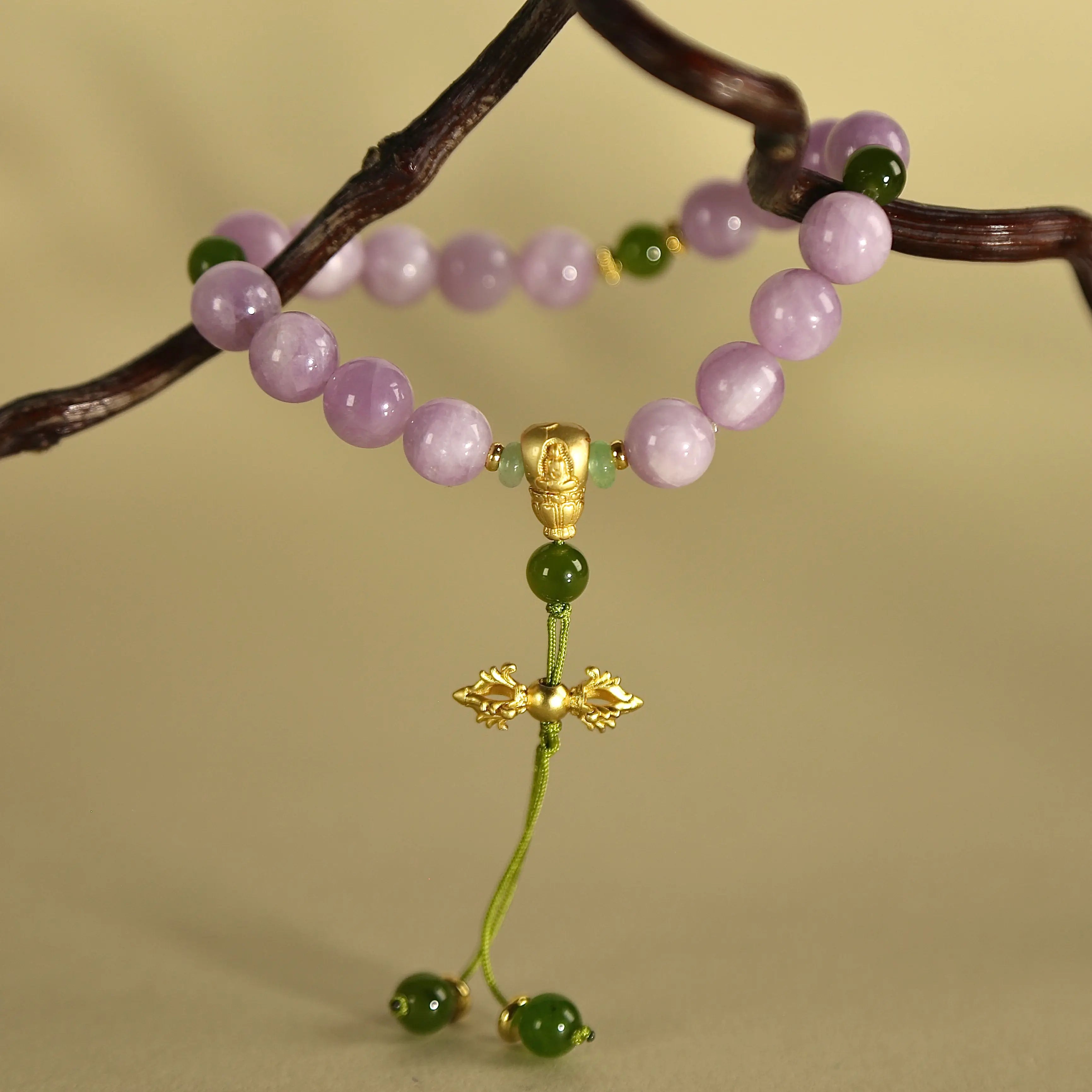 8.5mm Lepidolite Bracelet with Nameless Buddha, Designed for Healing and Love