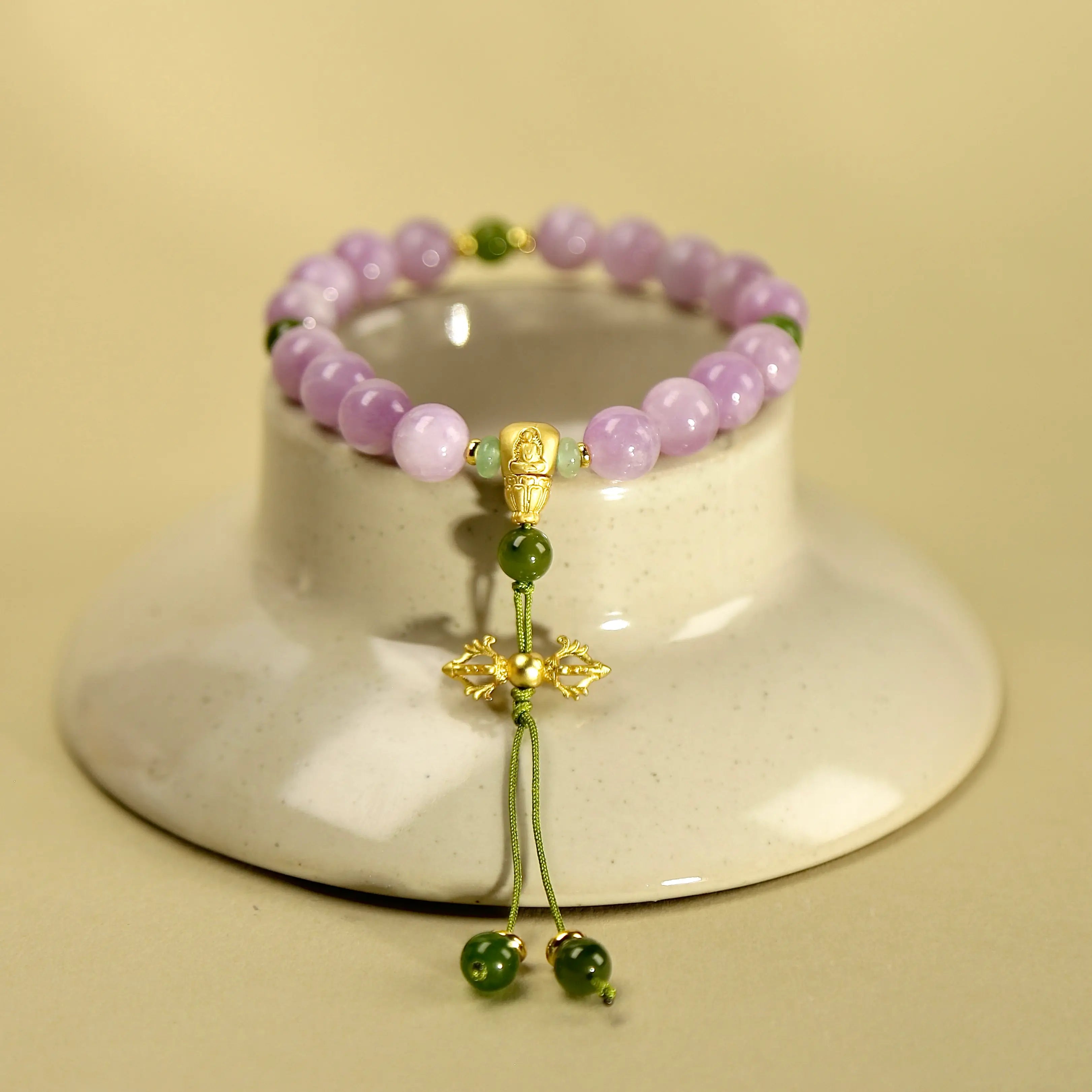 8.5mm Lepidolite Bracelet with Nameless Buddha, Designed for Healing and Love