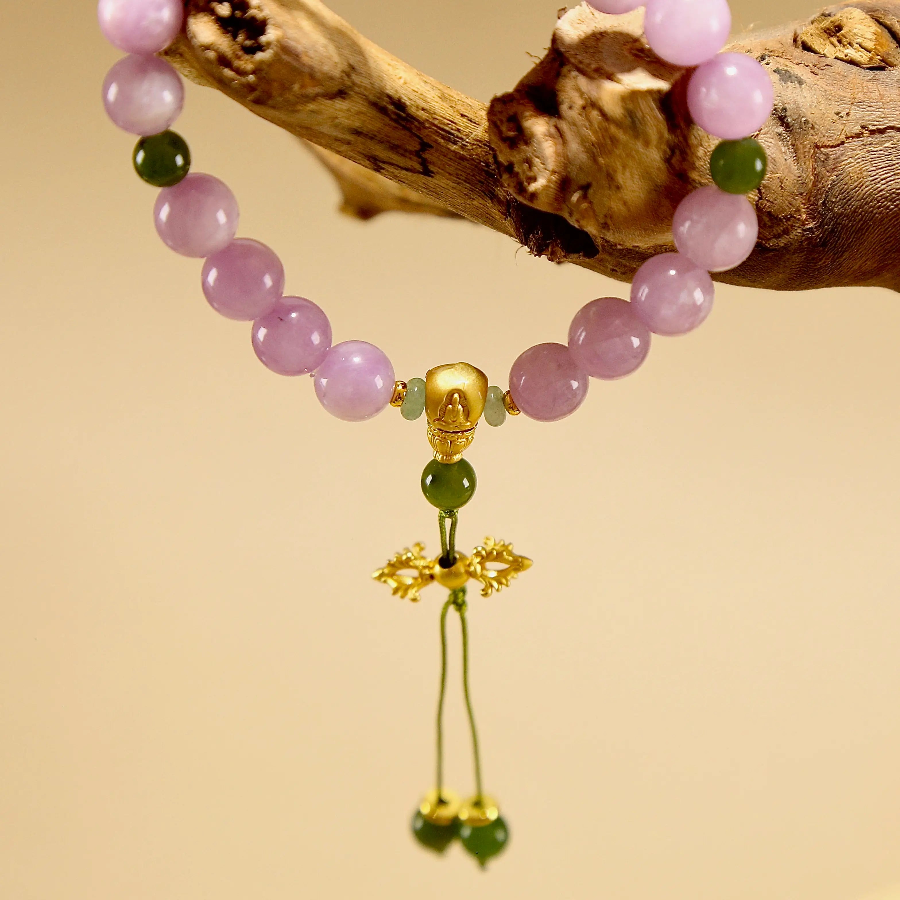 8.5mm Lepidolite Bracelet with Nameless Buddha, Designed for Healing and Love