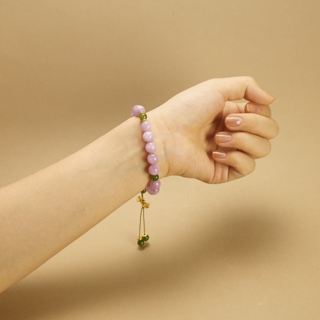 8.5mm Lepidolite Bracelet with Nameless Buddha
