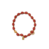 8mm Cinnabar Snake Talisman Bracelet with Amber & Ancient Coin, Designed for Wealth and Protection