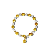 8mm Flower Amber Bracelet with Golden Osmanthus Amber Pendant