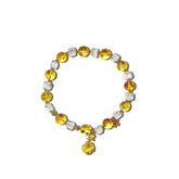 8mm Flower Amber Bracelet with Golden Osmanthus Amber Pendant