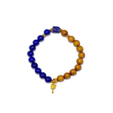 8mm Lapis Lazuli & Sandalwood Bracelet with Prayer Wheel
