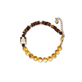 8mm Natural Flower Amber & Tiger Eye Bracelet | Zambala Buddha Protection