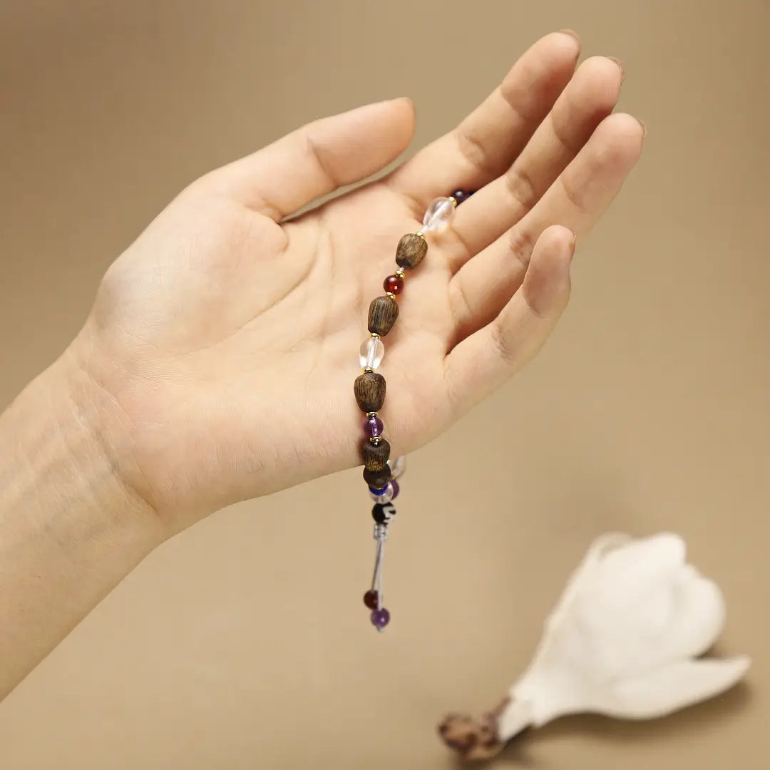 8mm Premium Kyara Agarwood Bracelet with Gemstones