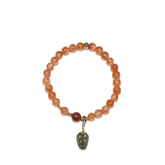 8mm Red Agate Bracelet with Green Jade Leaf Pendant, Designed for Love and Relationship