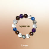 Aquarius Zodiac Crystal Bracelet with Aquamarine, Kyanite, Labradorite and Moonstone.