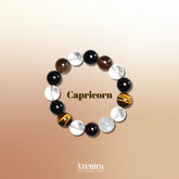 Capricorn Zodiac Bracelet with Tiger’s Eye, Garnet, Moonstone and Obsidian.