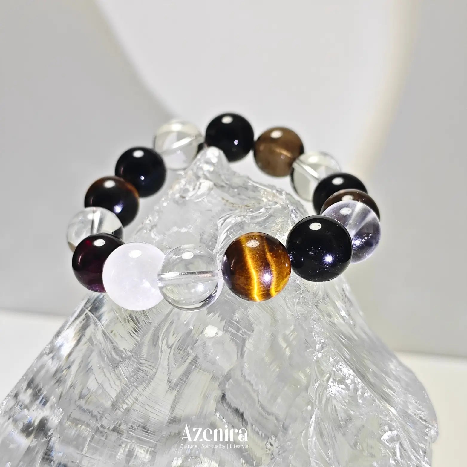 Capricorn Zodiac Bracelet with Tiger’s Eye, Garnet, Moonstone and Obsidian,Designed for Protection and Clearness,Fine Gifts.