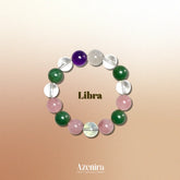Libra Zodiac Crystal Bracelet with Green Aventurine, Moonstone, Rose Quartz and Aquamarine.