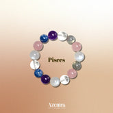 Pisces Zodiac Crystal Bracelet with Natural Clear Quartz, Moonstone, Rose Quartz and Kyanite.