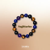 Sagittarius Zodiac Bracelet with Lapis Lazuli, Tiger’s Eye, Obsidian and Amethyst.