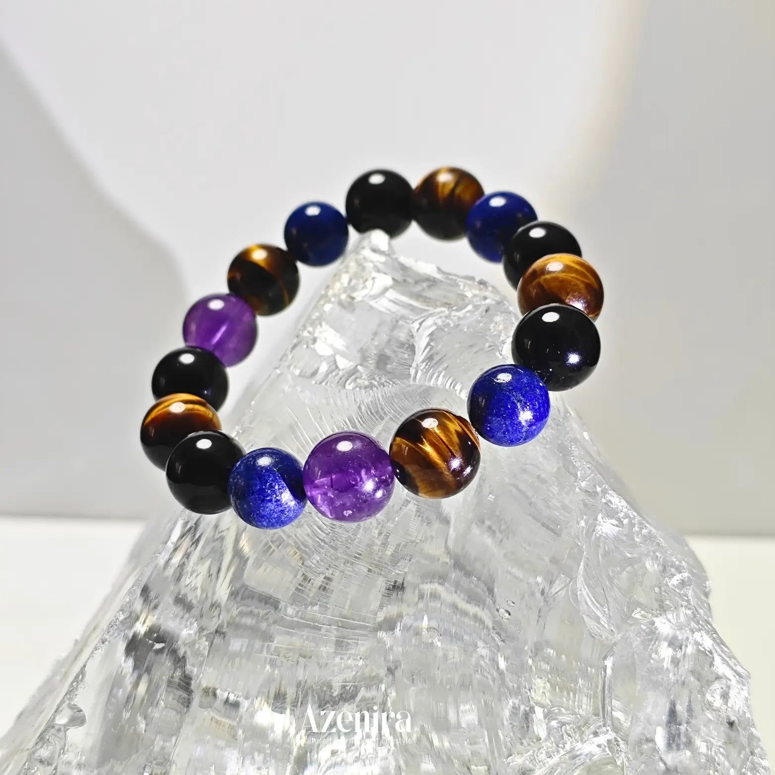 Sagittarius Zodiac Bracelet with Lapis Lazuli, Tiger’s Eye, Obsidian and Amethyst,Designed for Wealth and Success,Fine Gifts.