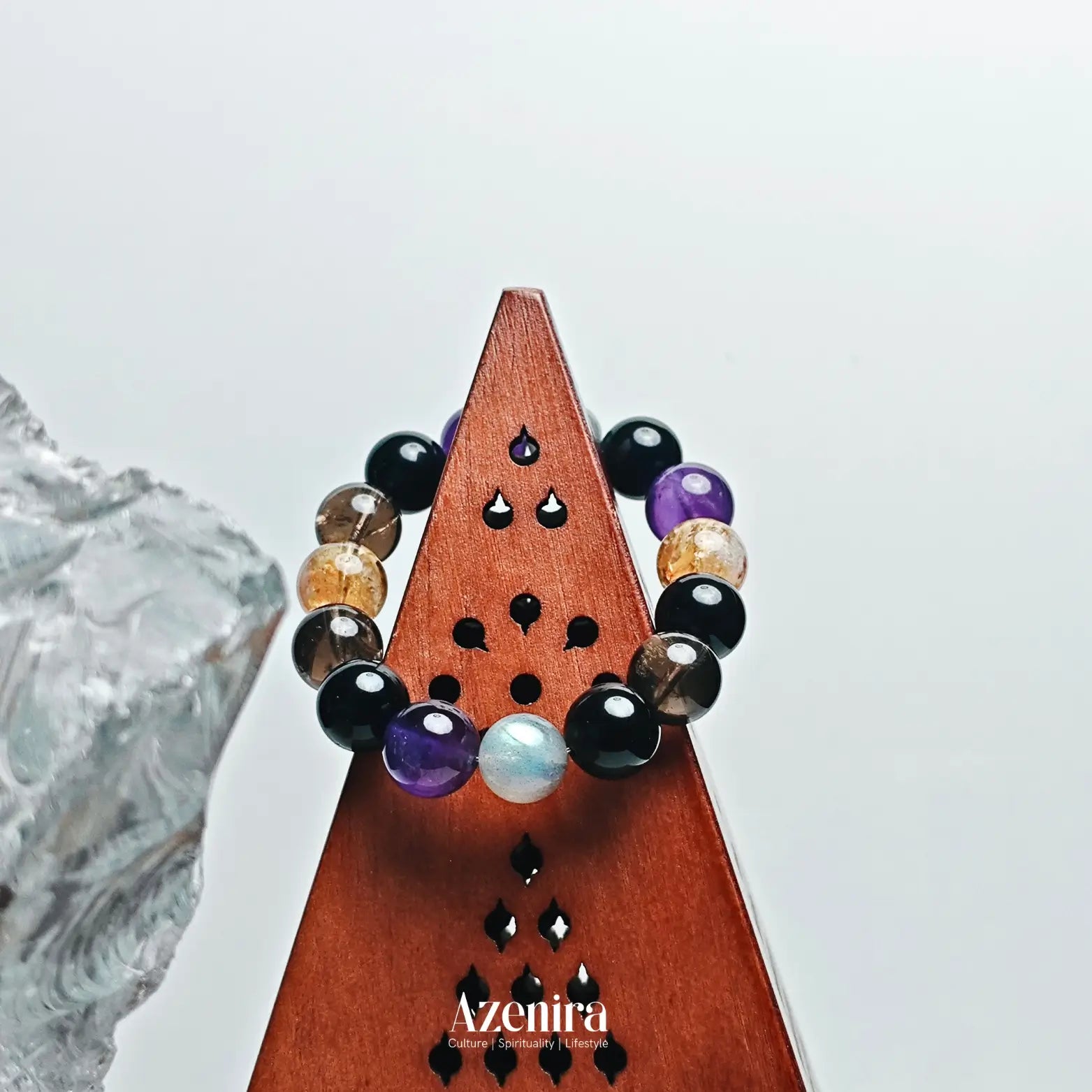 Scorpio Zodiac Bracelet with Obsidian, Labradorite, Amethyst and Citrine Phantom Quartz,Designed for Protection and Clearness,Fine Gifts.