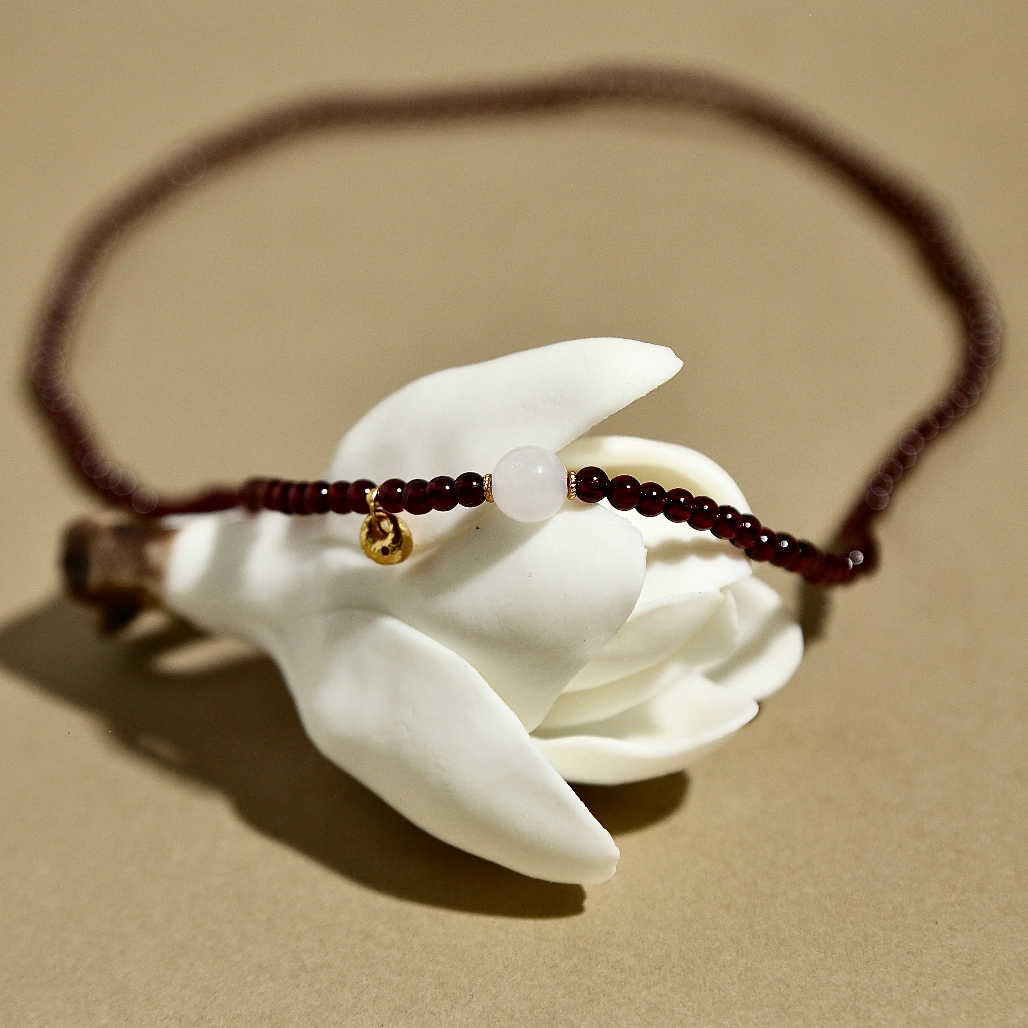 4mm Garnet Multi-Wrap Bracelet with Hetian Jade & Golden Ingot