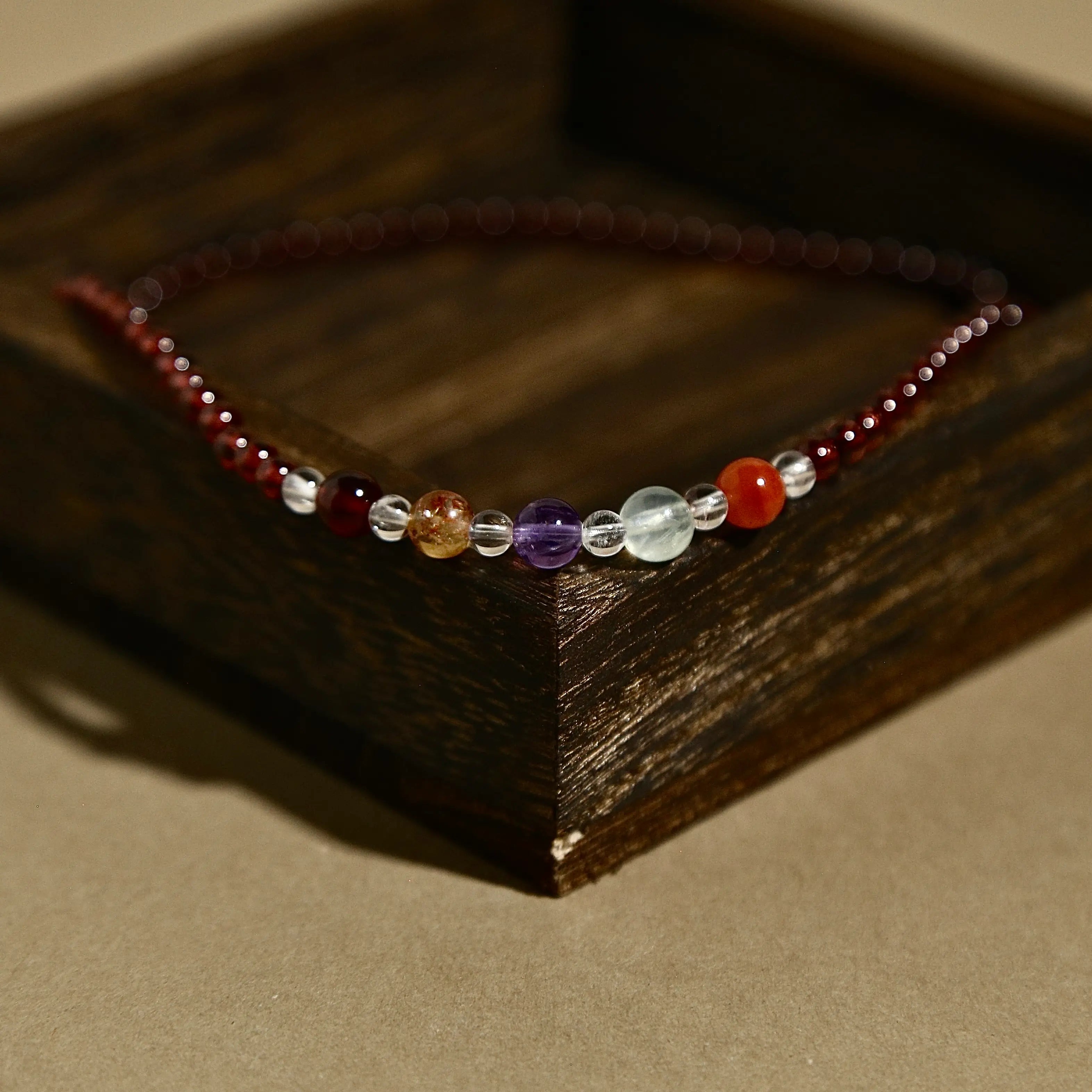 4mm Garnet Double Wrap Bracelet with Multicolor Gemstones