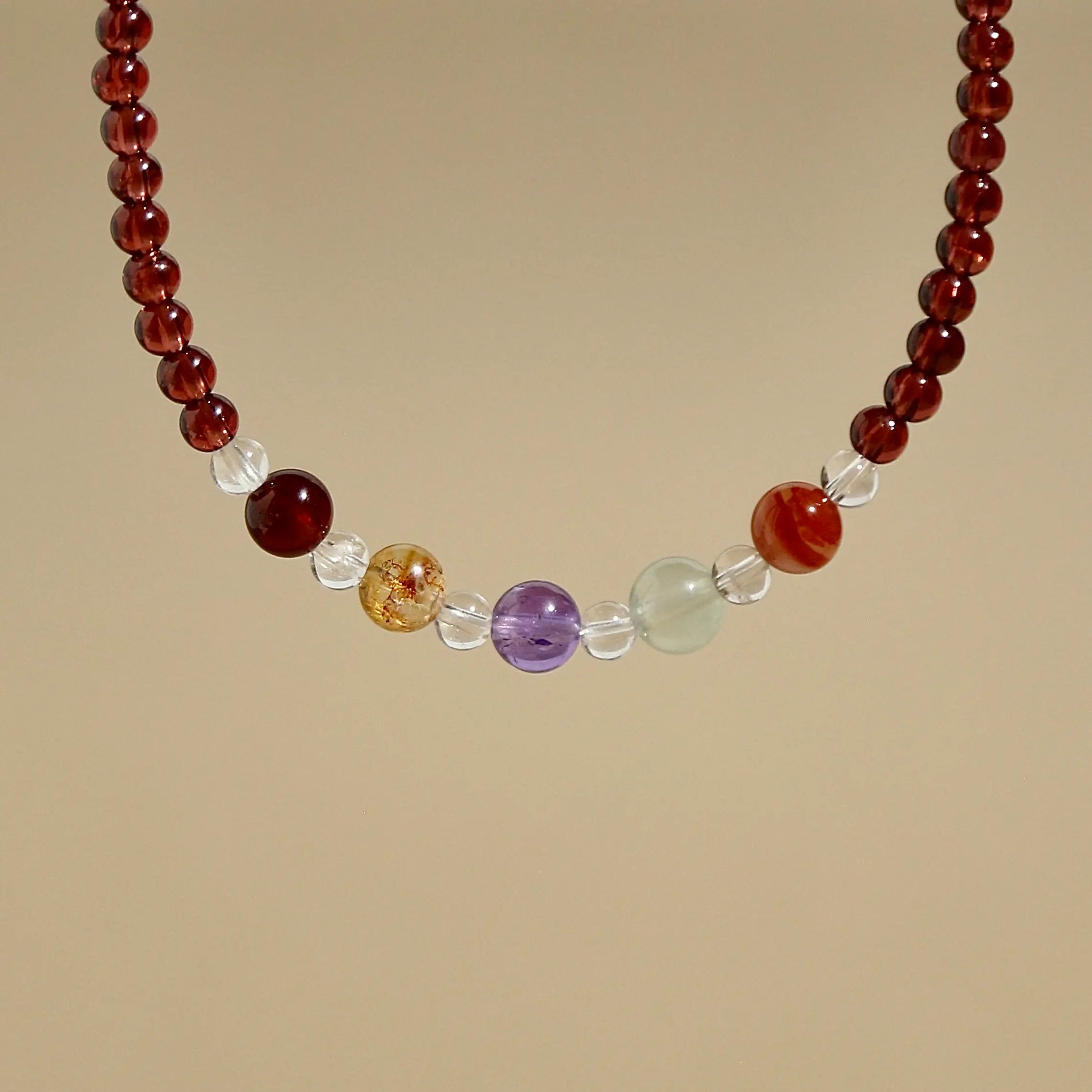 4mm Garnet Double Wrap Bracelet with Multicolor Gemstones