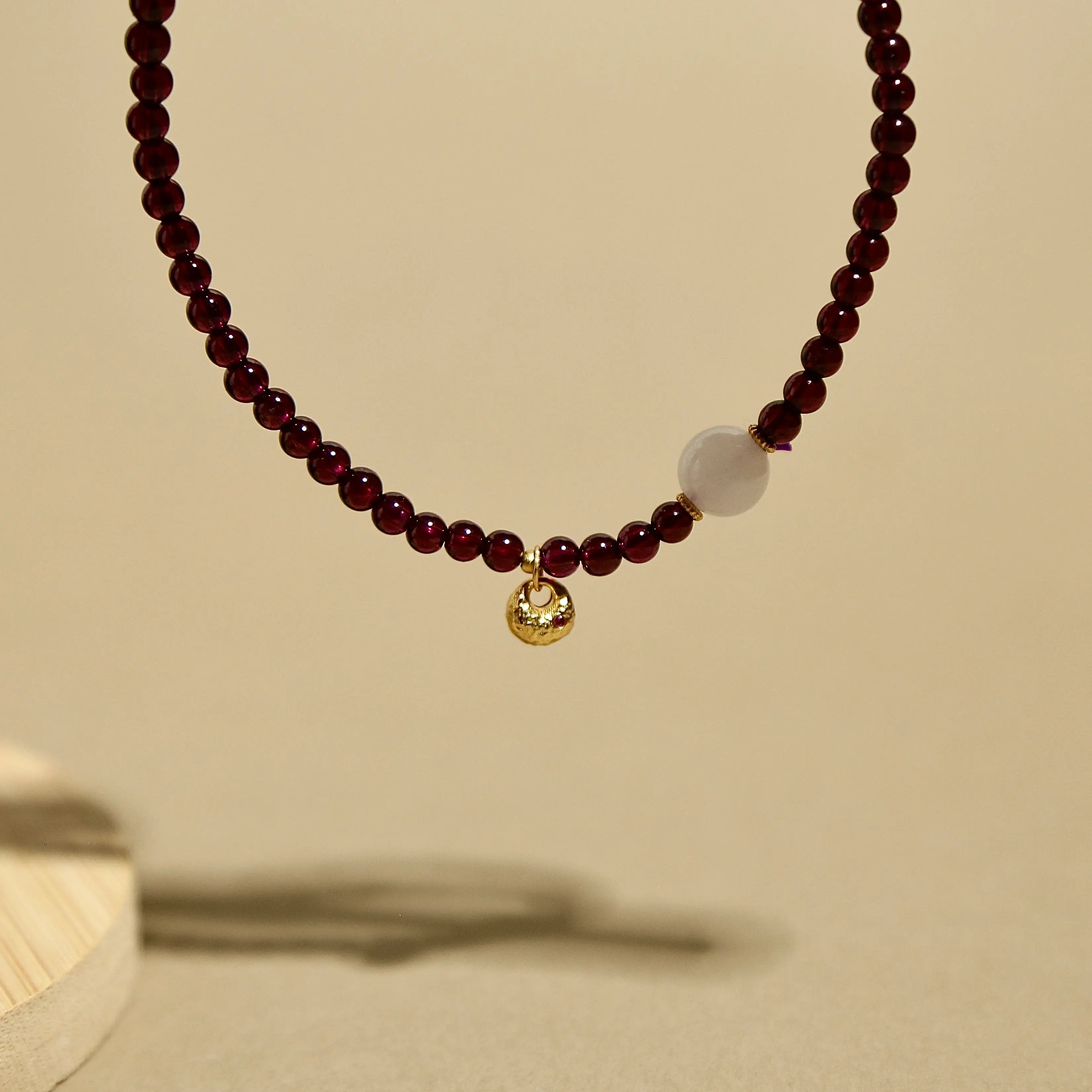 4mm Garnet Multi-Wrap Bracelet with Hetian Jade & Golden Ingot