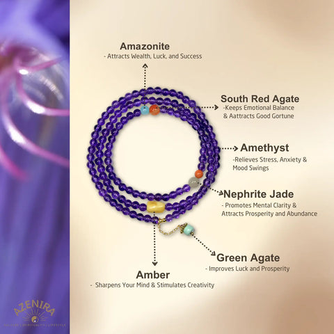All Crystal Intentions of 4.5mm Spiritual Harmony Amethyst Multi-Gem Triple Wrap Bracelet