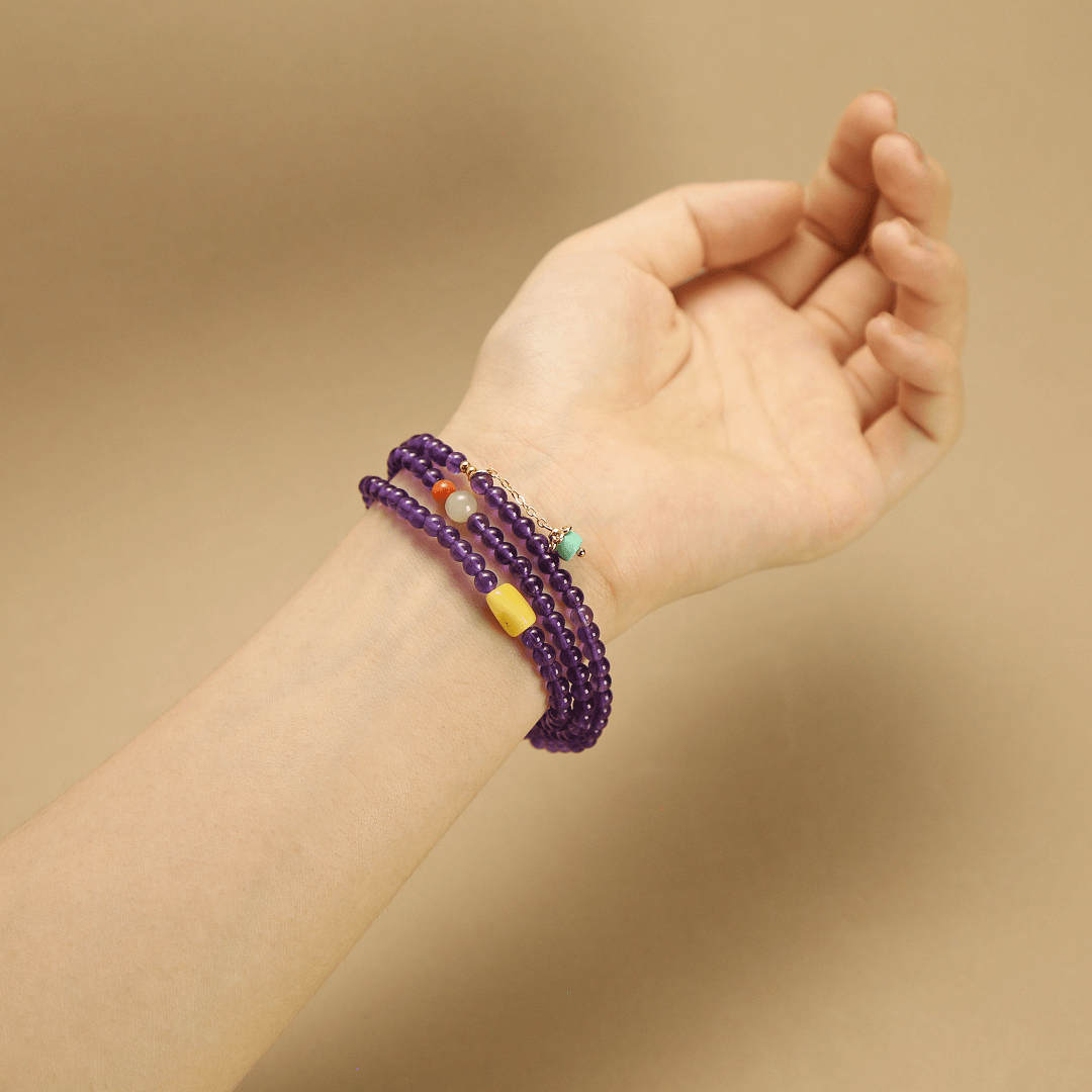 4.5mm Spiritual Harmony Amethyst Multi-Wrap Bracelet