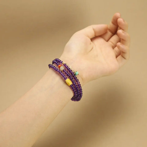 4.5mm Spiritual Harmony Amethyst Multi-Wrap Bracelet