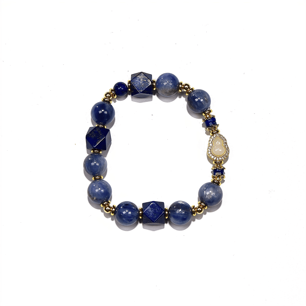 7mm Lapis Lazuli Bracelet with White Agate Inlay
