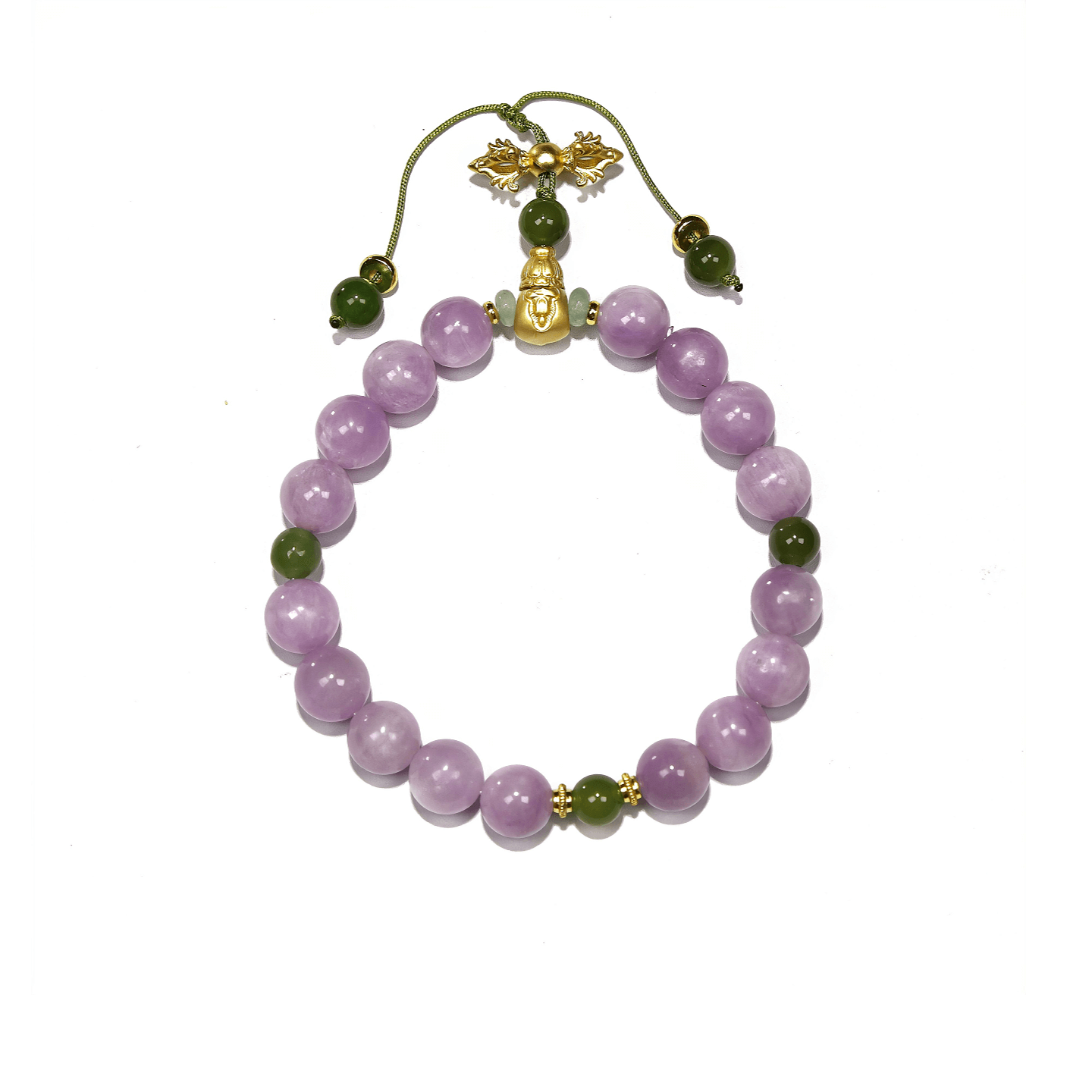 8.5mm Lepidolite Bracelet with Nameless Buddha, Designed for Healing and Love