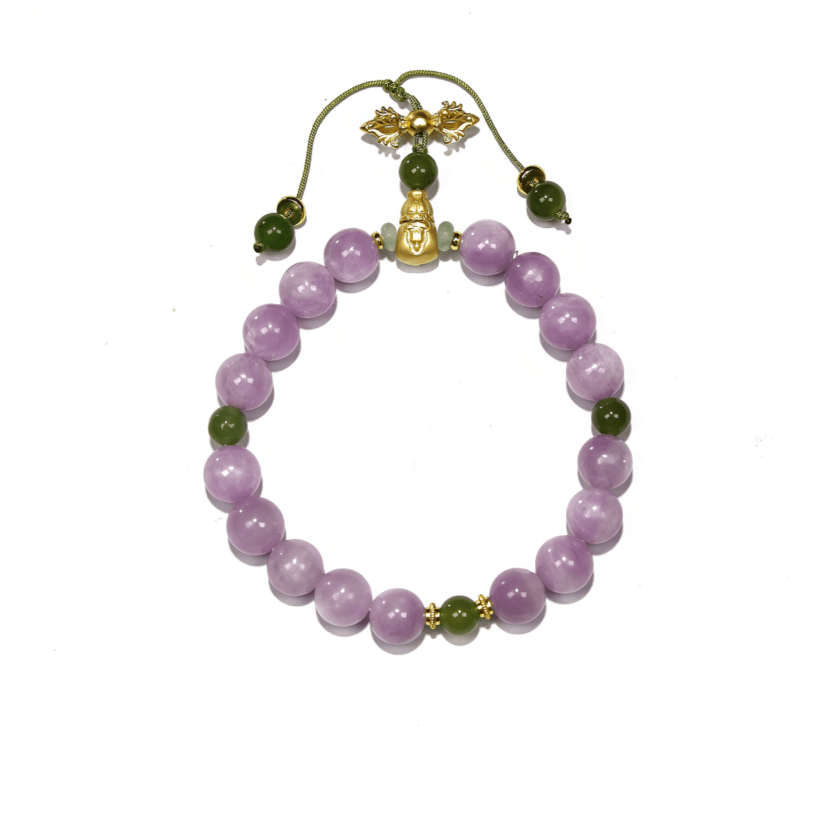 8.5mm Lepidolite Bracelet with Nameless Buddha, Designed for Healing and Love