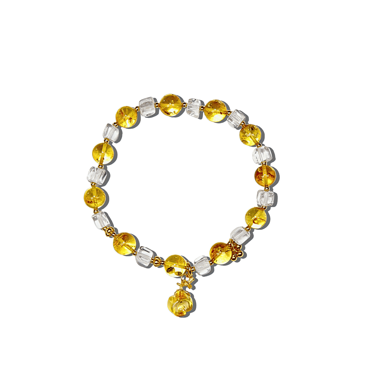 8mm Flower Amber Bracelet with Golden Osmanthus Amber Pendant