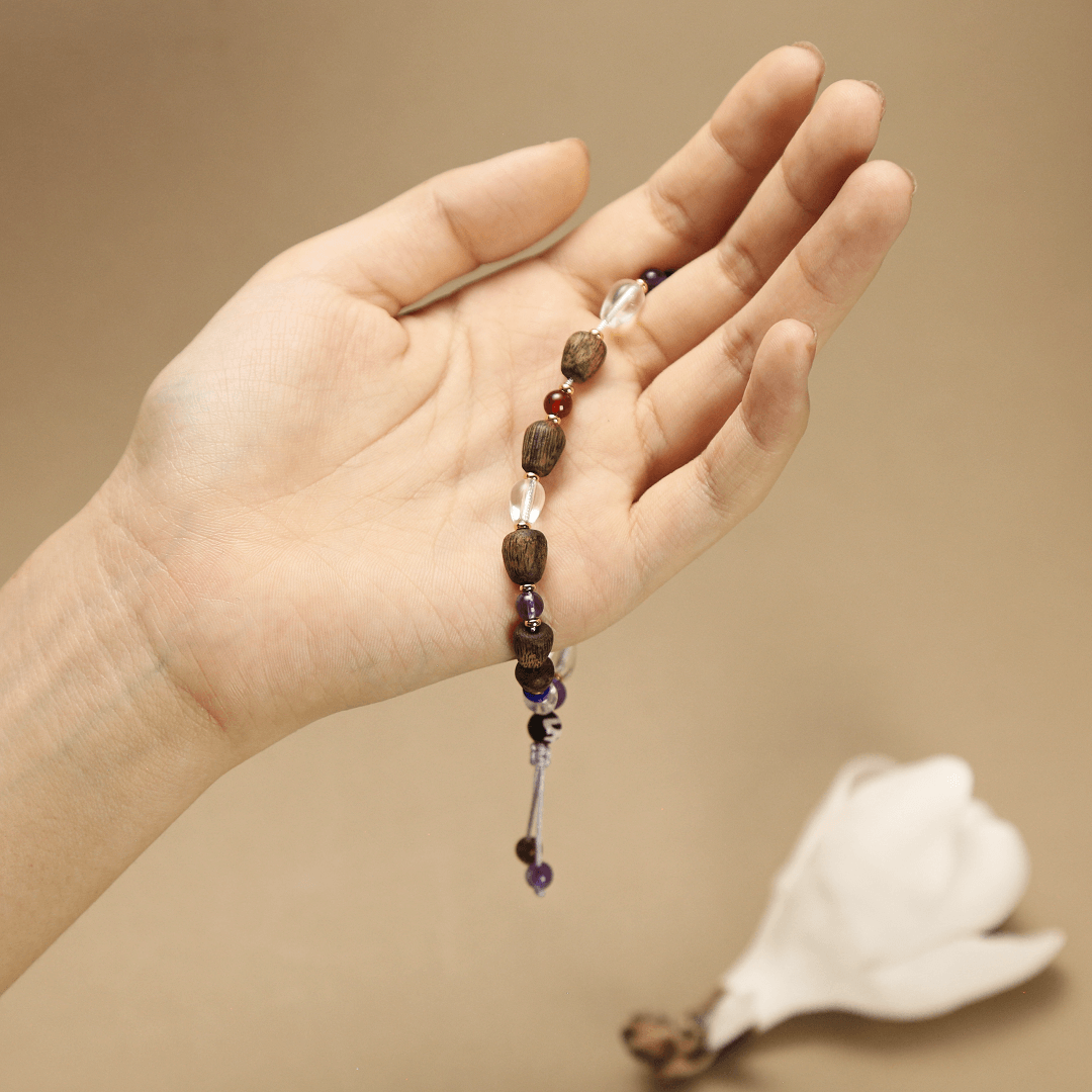 8mm Premium Kyara Agarwood Bracelet with Gemstones