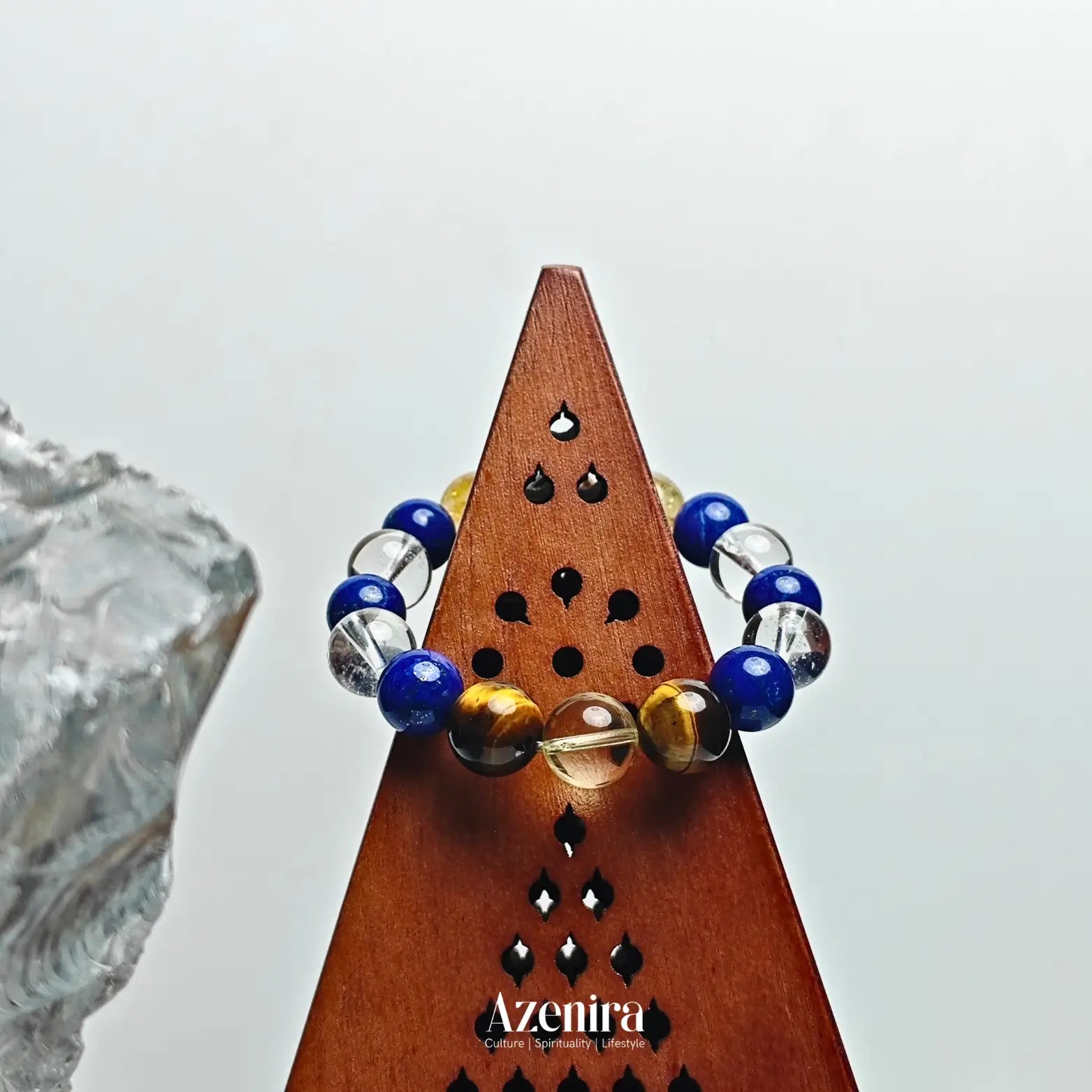 Gemini Zodiac Crystal Bracelet with Lapis Lazuli, Citrine, Tiger’s Eye and Citrine Phantom Quartz,Designed for Protection & Clearness,Fine Gifts.